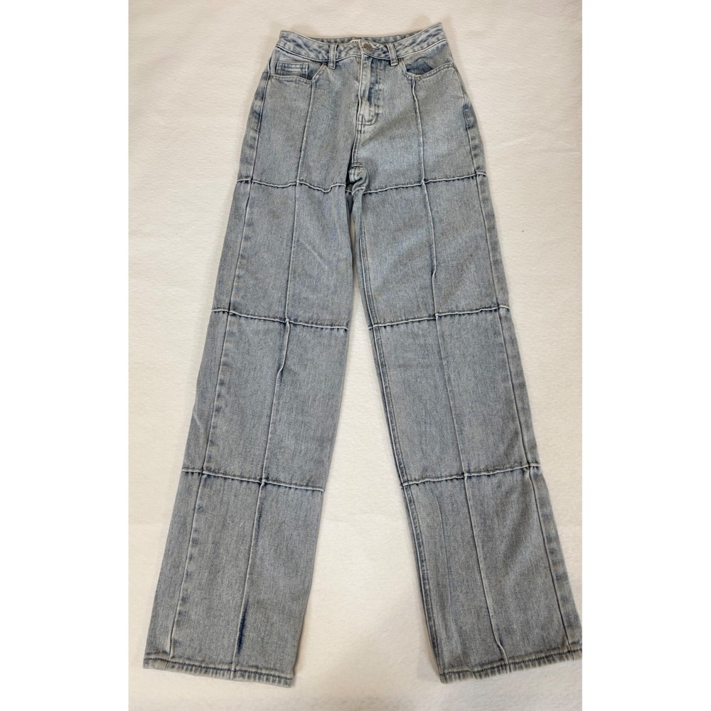 PacSun 90s Boyfriend Jeans Light Wash Paneled Patchwork Straight Leg Size 25